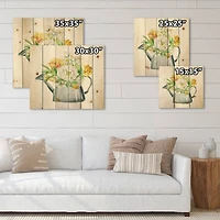 Designart - Roses Peonies & Marigolds In Garden Watering Can