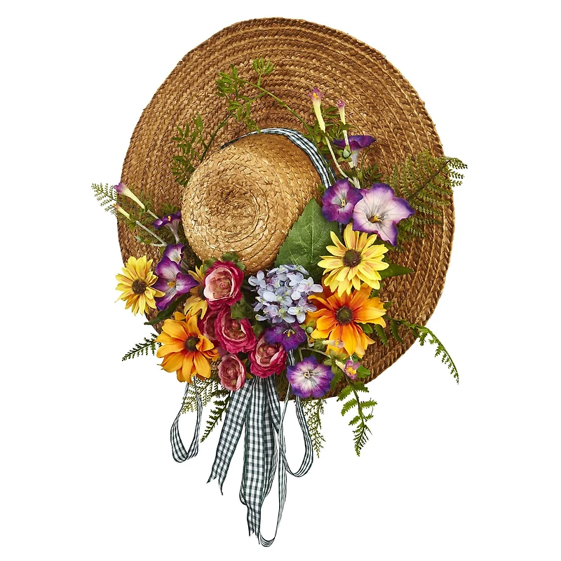 18" Mixed Flower Hat Wreath