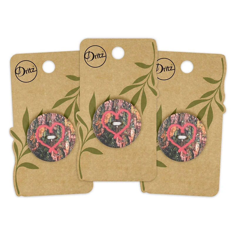 Dritz® 30mm Red Sustainable Coconut Round Heart Button, 3ct.