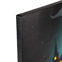 LED Lighted Eerie Church in Cemetery Halloween Canvas Wall Art