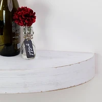 Small White Round Wood Floating Wall Shelf