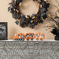 Glitzhome® 16" Halloween Skeletons & Ghosts Hinged Pumpkin Train Décor