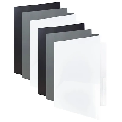 JAM Paper 9.5" x 11.5" Assorted Business Colors Plastic 2 Pocket School POP Folders, 6ct.