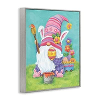 Stupell Industries Whimsical Gnome Painting Easter Eggs Festive Flowers Framed Giclee Art