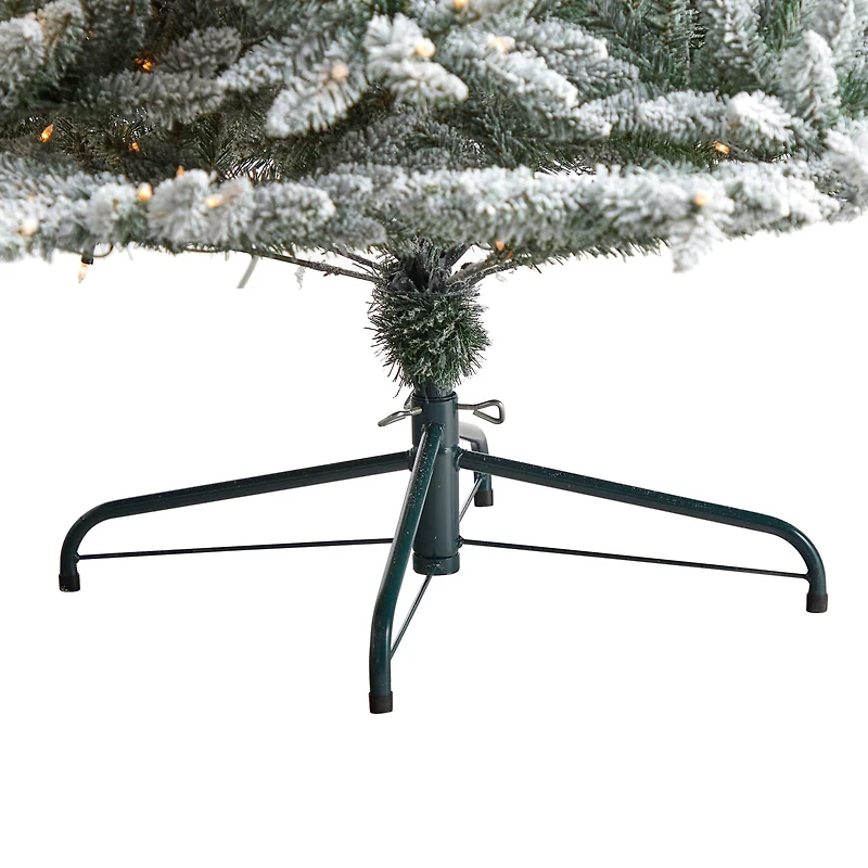 8ft. Pre-Lit Flocked West Virginia Spruce Artificial Christmas Tree, Clear Lights