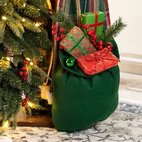 Glitzhome® 4FT Oversized Christmas Woodland Santa with 5FT Lighted Green Artificial Christmas Tree