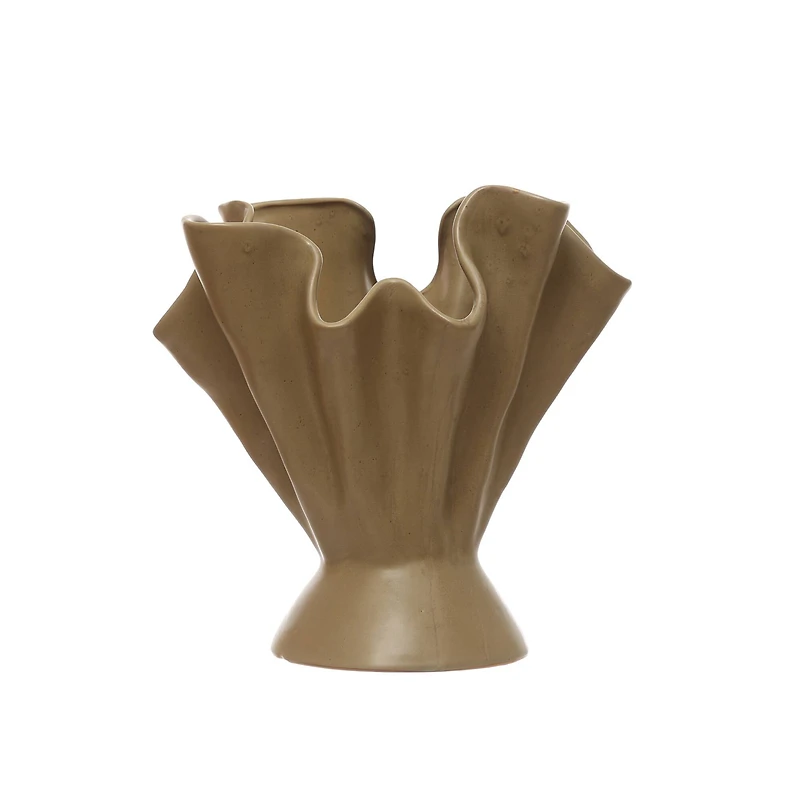 Hello Honey® 12" Sage Reactive Glaze Stoneware Ruffled Vase