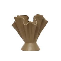 Hello Honey® 12" Sage Reactive Glaze Stoneware Ruffled Vase