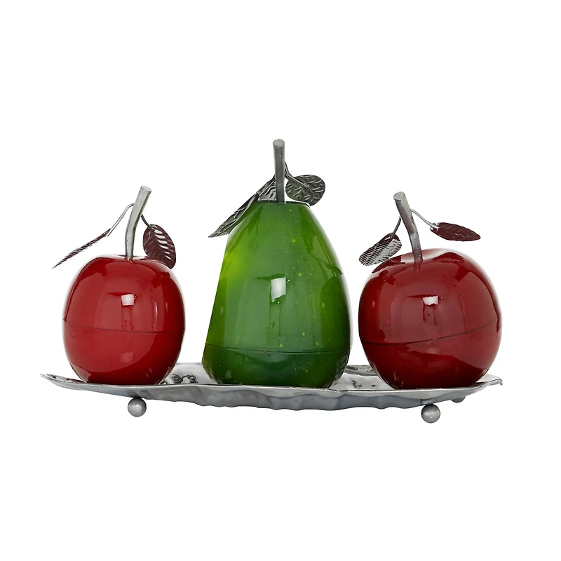 Multi Iron Traditional Decorative Fruit with Tray, 11" x 18" x 10"