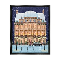Stupell Industries Winter Hotel Christmas Festival Framed Floater Canvas Wall Art
