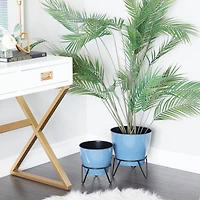 The Novogratz Set of 2 Blue Iron Modern Planter, 11" x 10" x 10"