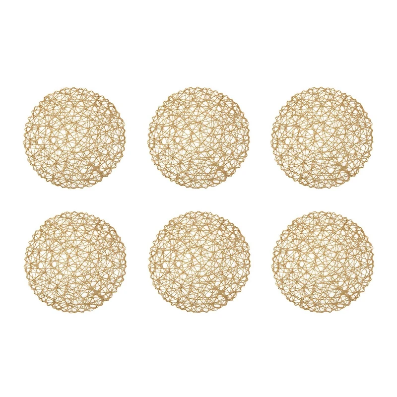 DII® Taupe Woven Paper Round Placemats, 6ct.
