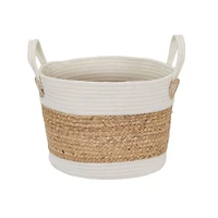 Household Essentials 9.5" White & Natural Corn & Hyacinth Wicker Basket