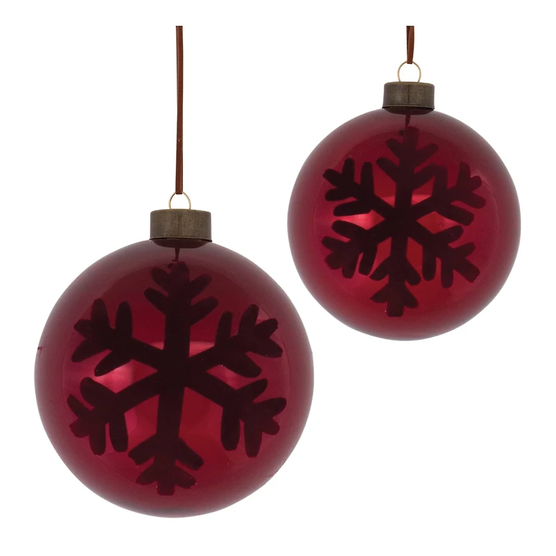 6ct. Red Snowflake Ball Ornaments
