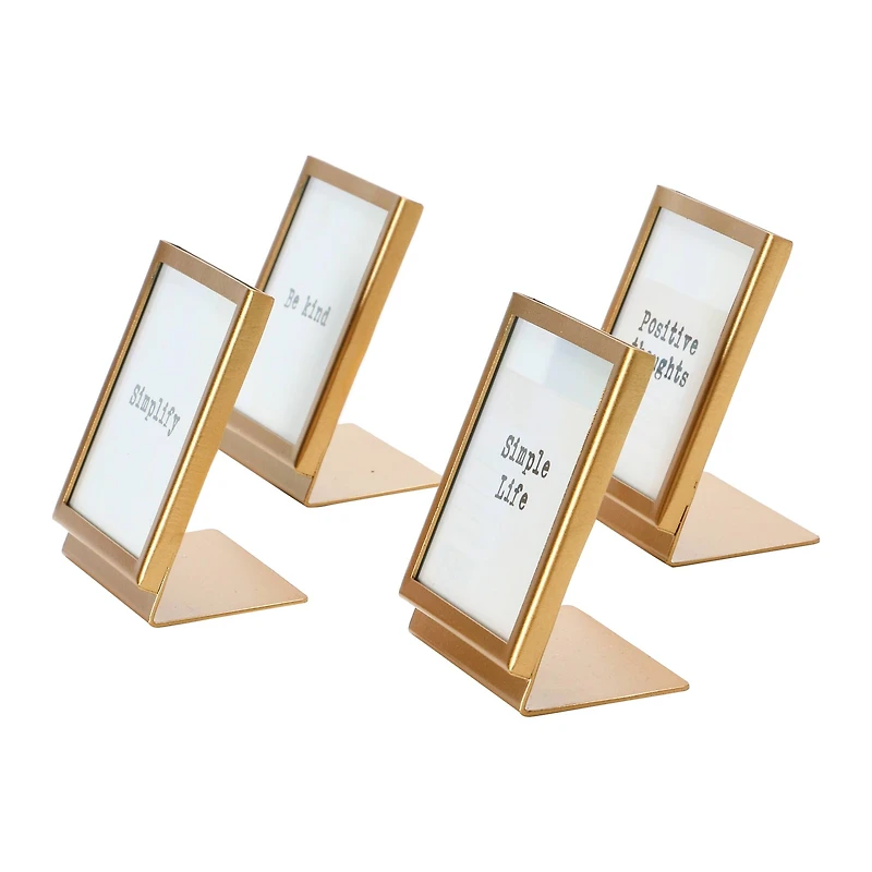 Hello Honey® 4 Pack Metal & Glass 3" Square Frame with Easel & Saying