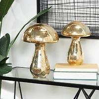 Champagne Glass Mushroom Handmade Glossy Weathered Sculpture Set