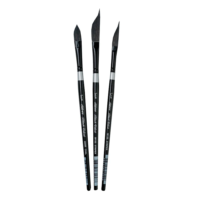 Silver Brush Limited Black Velvet Dagger/Oval Brushes, Pack of 3