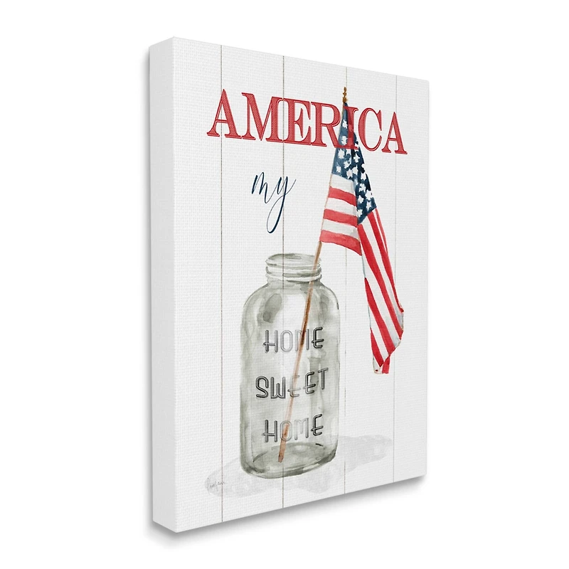 Stupell Industries America My Home Sweet Home Patriotic Country Flag Canvas Wall Art