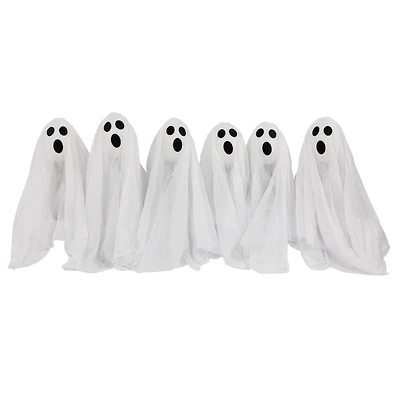 30" LED Lighted White Ghost Outdoor Halloween Lawn Stakes Set, 6ct.