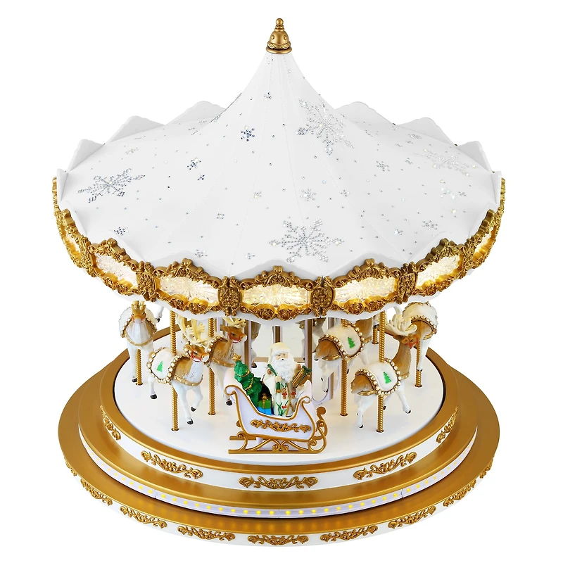 90th Anniversary Collection 17" White Animated & Musical LED Crystal Carousel Accent