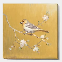 Designart - Gold Bird on Blossoms I