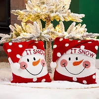 Glitzhome® Hooked 3D Snowman Pillow Set