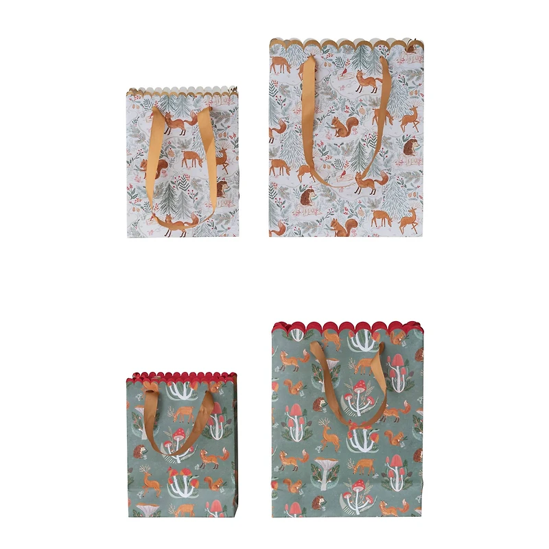 Hello Honey® Woodland Flora & Fauna Scalloped Paper Gift Bag Set