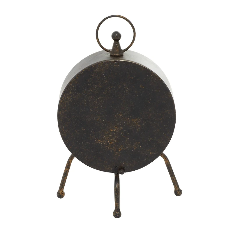 11" Brown Metal Contemporary Table Clock