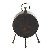 11" Brown Metal Contemporary Table Clock