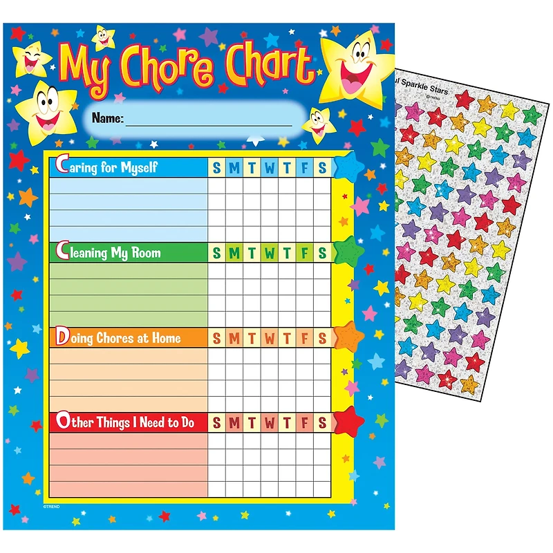 Trend Enterprises® Stars Chore Charts, 3 Packs of 25 Sheets