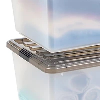 Iris® 91qt. Clear View Plastic Storage Bins with Gray Latching Buckle Lids, 4ct.