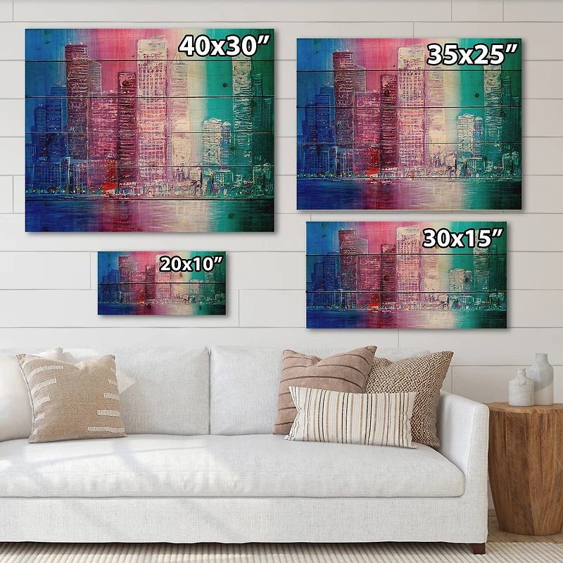 Designart - Skyscrapers Abstract Style Cityscape Panorama II