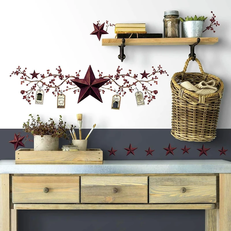 RoomMates Country Stars & Berries Peel & Stick Wall Decals