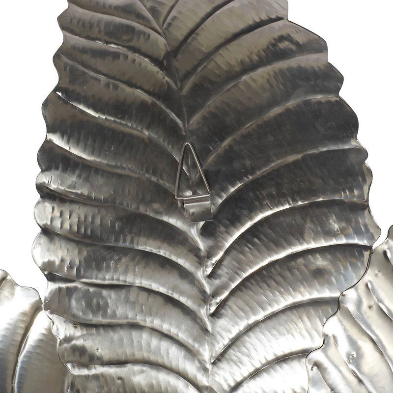 36" Silver Steel Glam Leaf Wall Décor