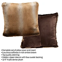 Hastings Home Brown Faux Mink Fur Pillow