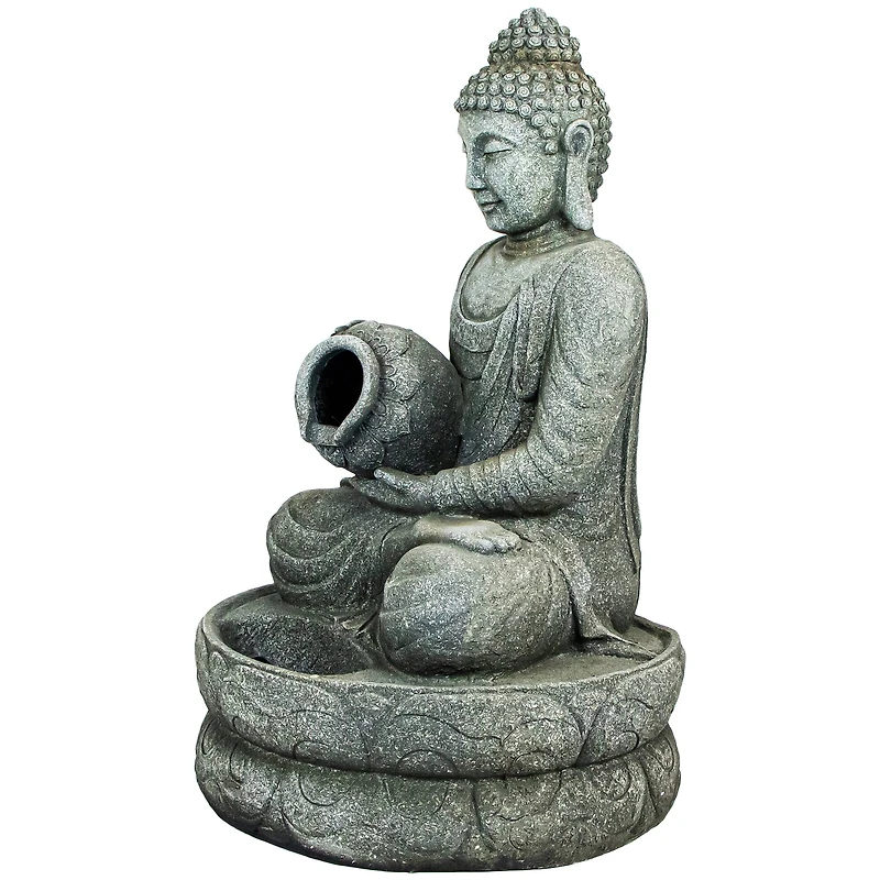 32" Buddha in Sukhasana Pose Outdoor Garden Water Fountain