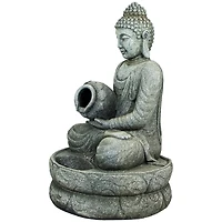 32" Buddha in Sukhasana Pose Outdoor Garden Water Fountain
