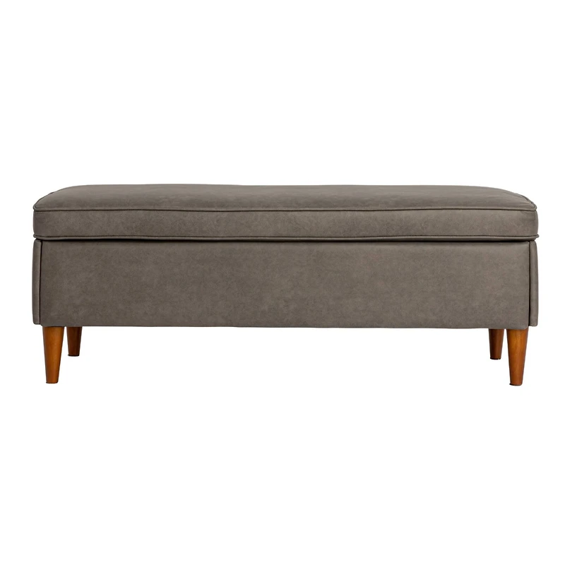 Hello Honey® Atley Ash Gray Vegan Leather Upholstered Storage Bench