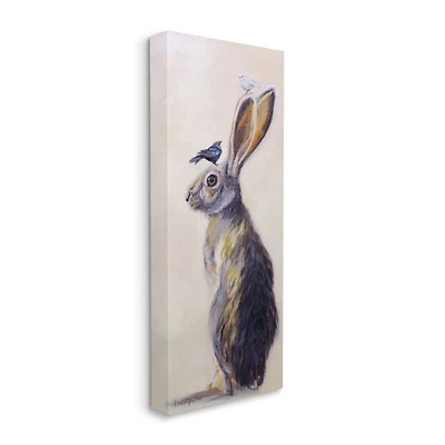 Stupell Industries Minimal Woodland Rabbit with Perched Birds Painting Canvas Wall Art