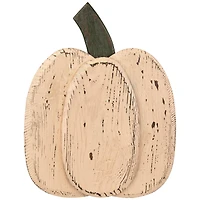 14.5" White Wooden Thanksgiving Pumpkin with Stem