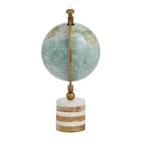 16" Blue Ceramic & Metal Coastal Globe