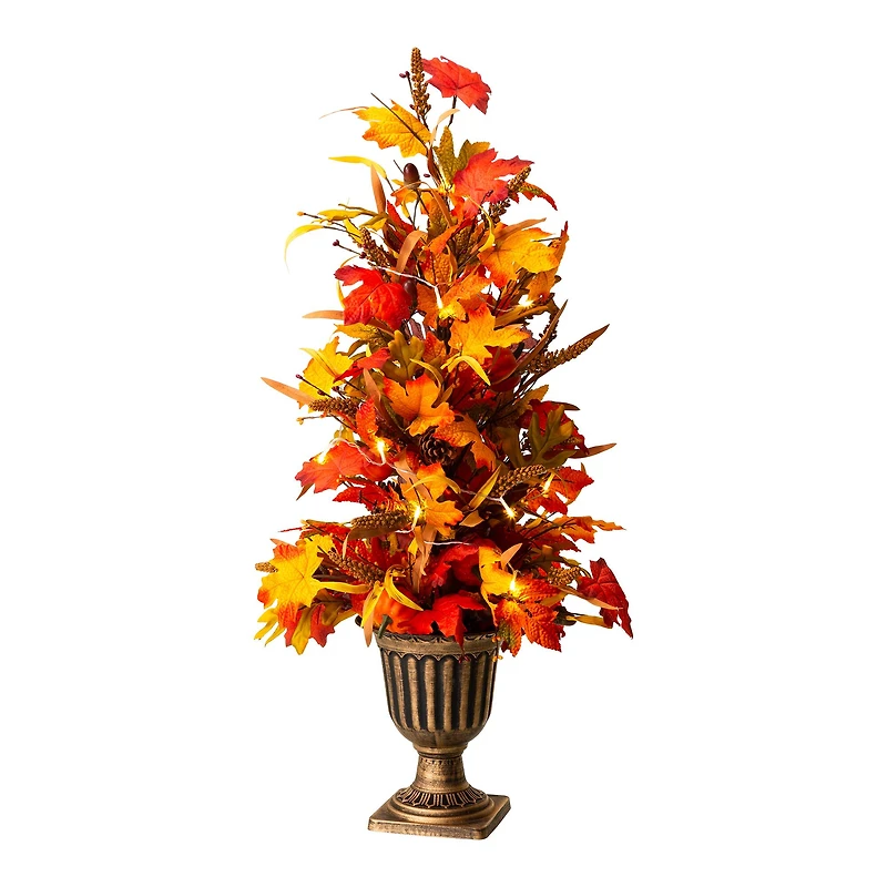 Glitzhome® 3ft. Fall Lighted Maple Leaves Tree in Urn