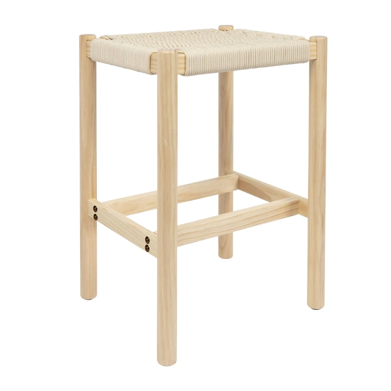 Hello Honey® Fernway 25" Solid Wood and Woven Rope Counter Height Stool