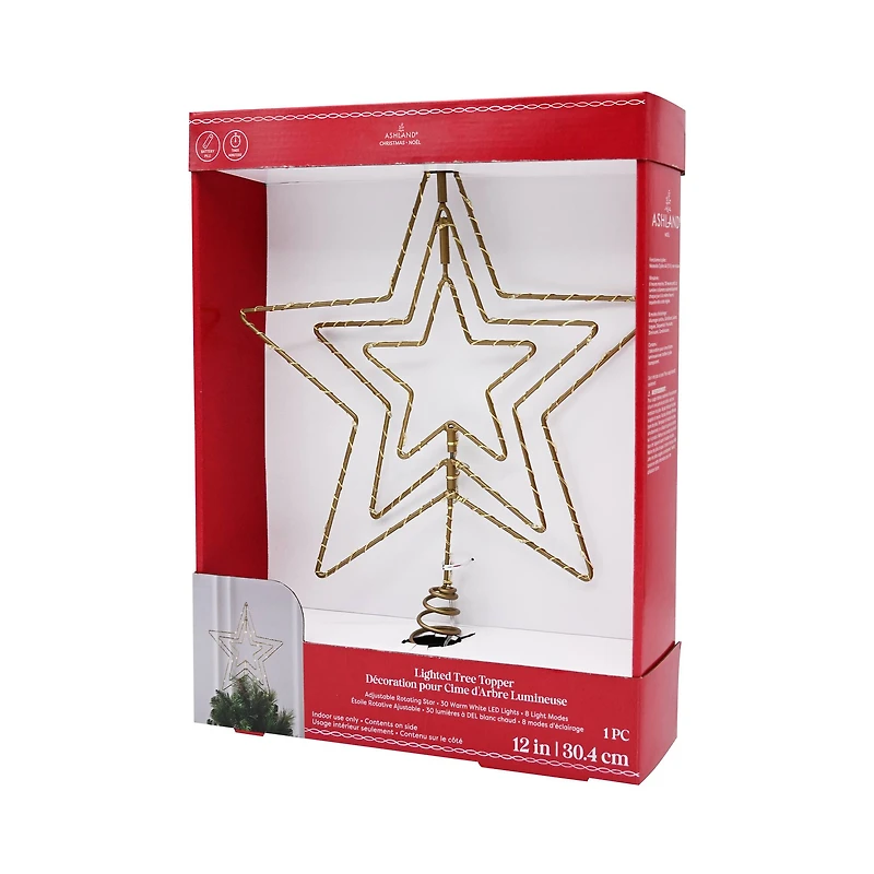 12" Gold Metal Star Lighted Tree Topper by Ashland®