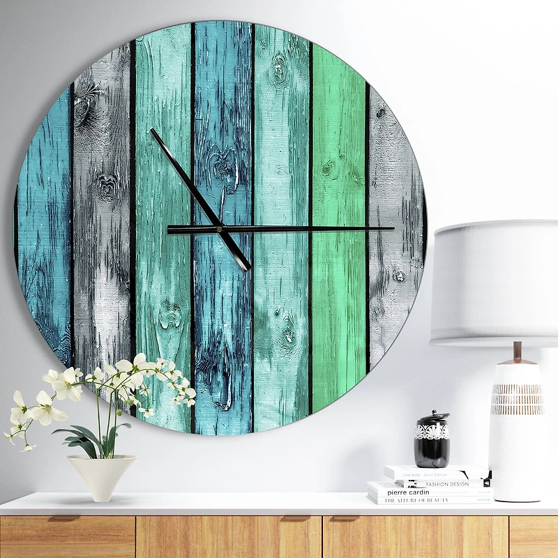 Designart Painted Wooden Planks Wall Clock