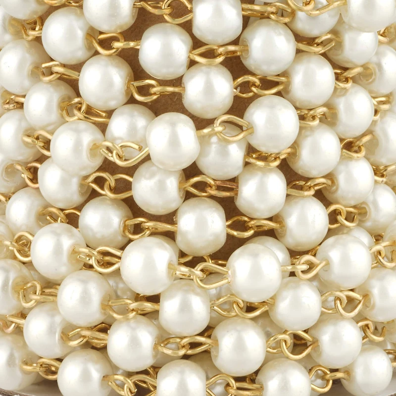 6 Pack: 3yd. Gold Chain with White Pearls by Bead Landing™