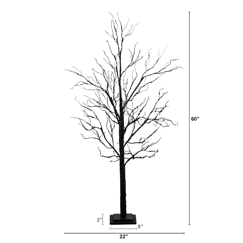 5ft. Pre-Lit Halloween Black Twig Artificial Tree with 240 Orange & Purple LED Lights