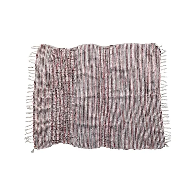 Hello Honey® Multicolor Stripes Woven Cotton & Wool Throw with Fringe