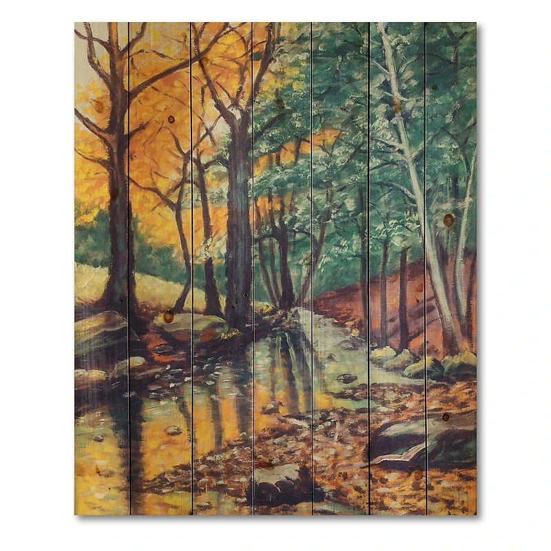 Designart - Landscape With River In Autumn Forest Sunset