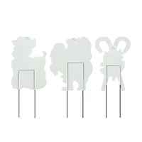 Glitzhome® 24" Metal Glitter Santa, Reindeer & Candy Cane Yard Stake Set